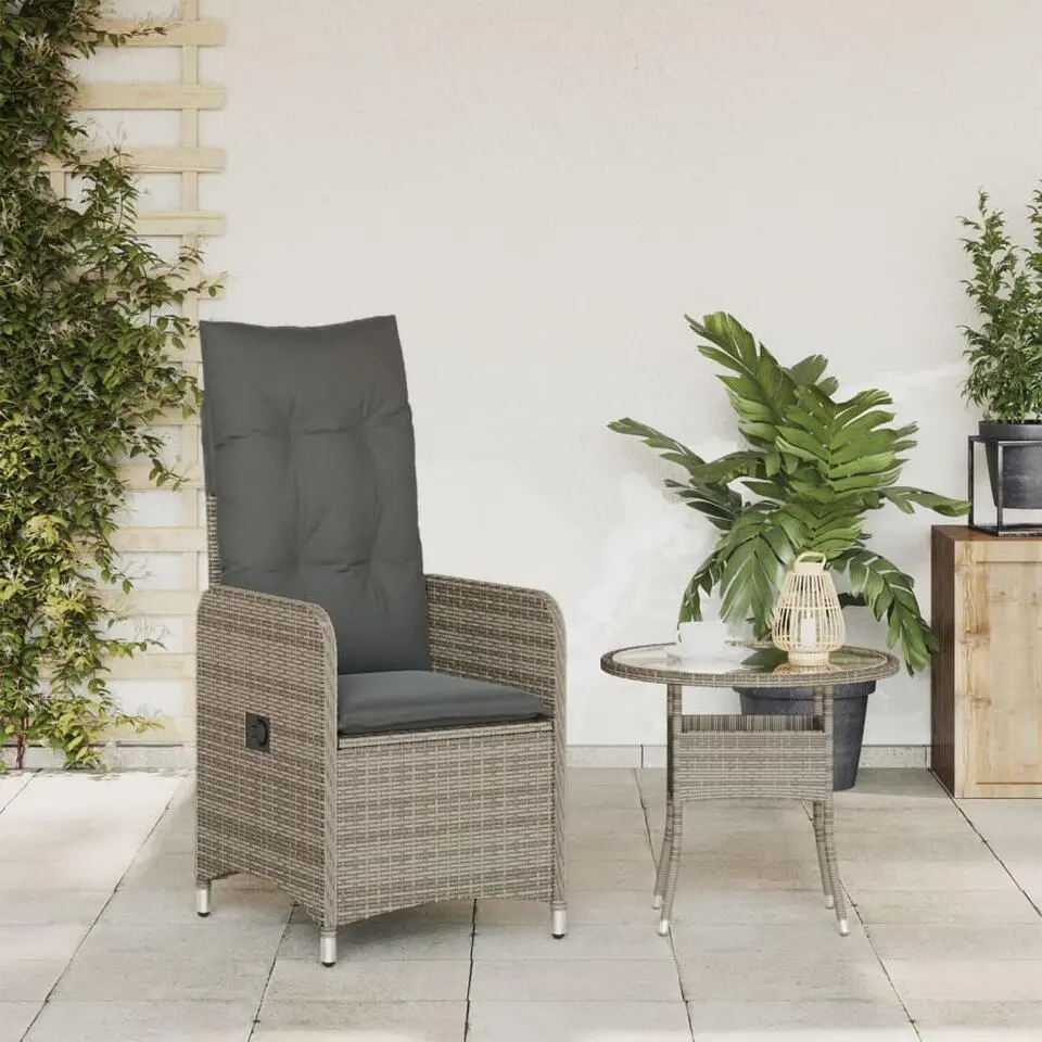 vidaXL - Tuinstoelen met kussens - Grijs - Poly Rattan - 2 stuks