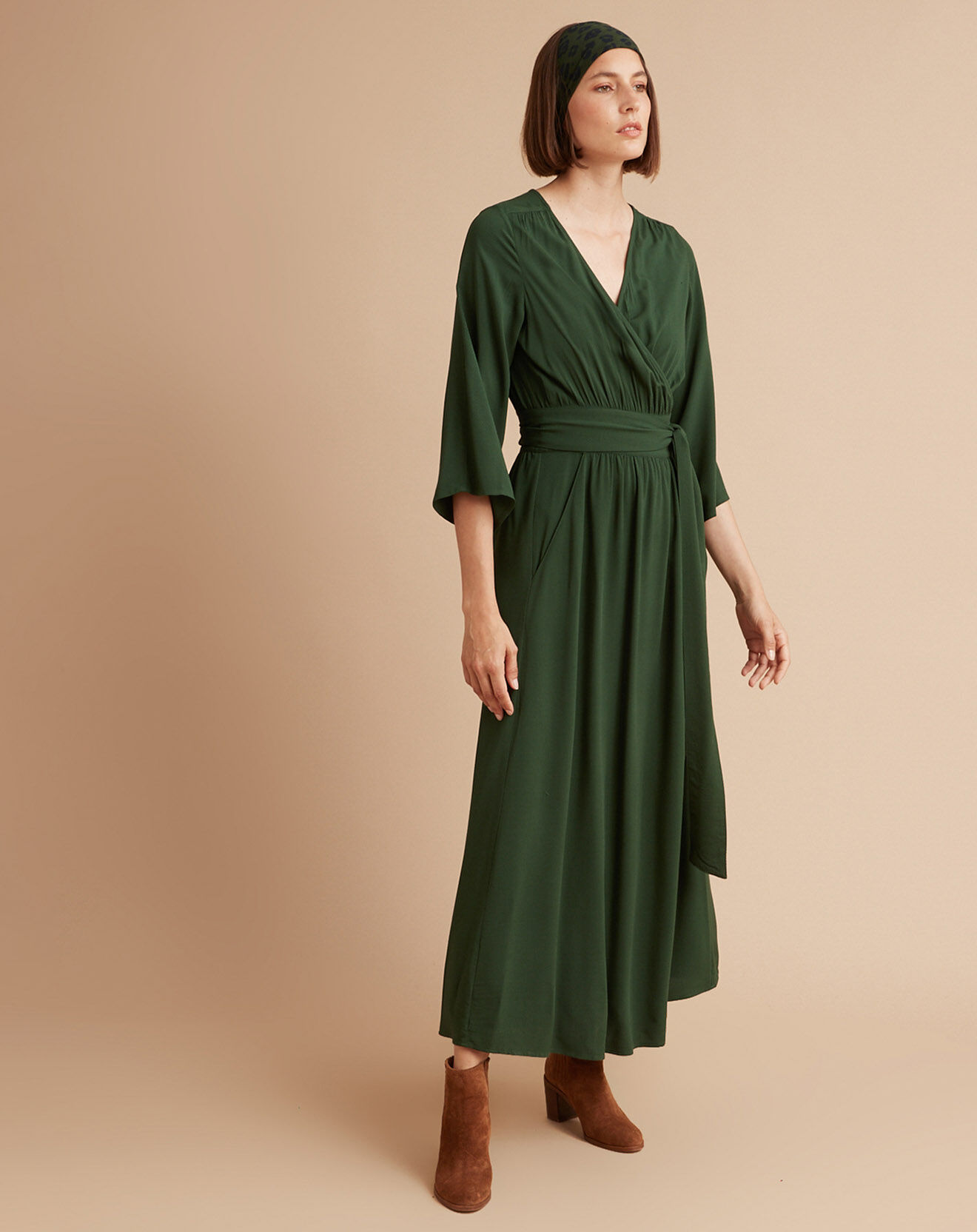 Cyrillus Robe Cache-coeur vert foncé