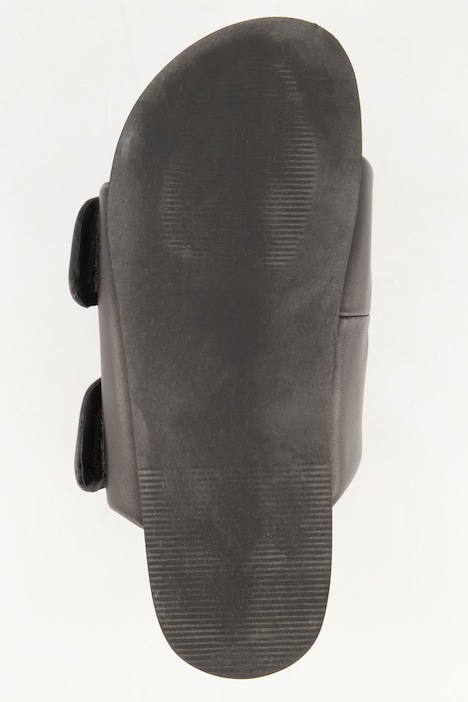 Leder-Pantolette, echtes Leder, breite Riemen, Weite H