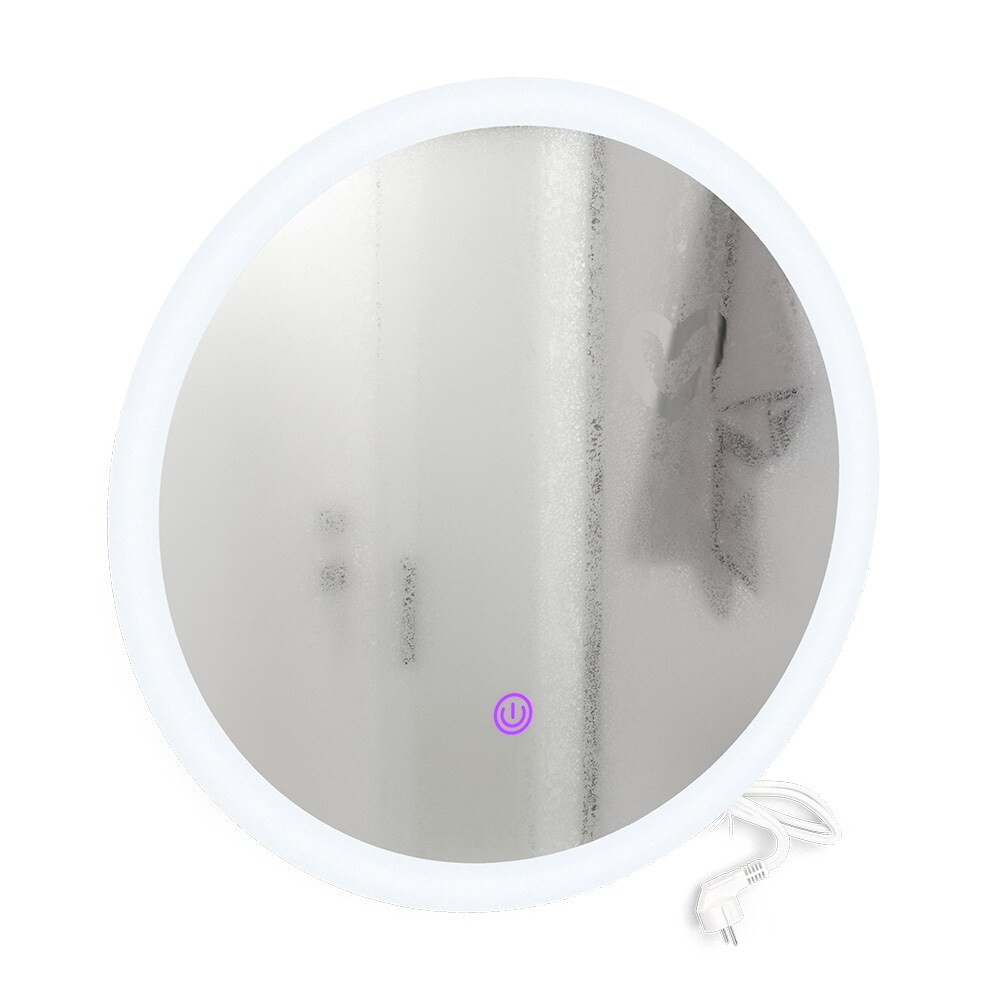 Vicco Badspiegel Rundspiegel LED-Spiegel Weiß 50 cm Badezimmer Spiegel Wandspiegel Badmöbel Hängespiegel Spiegelbeleuchtung Touch-Switch dimmbar rahmenlos