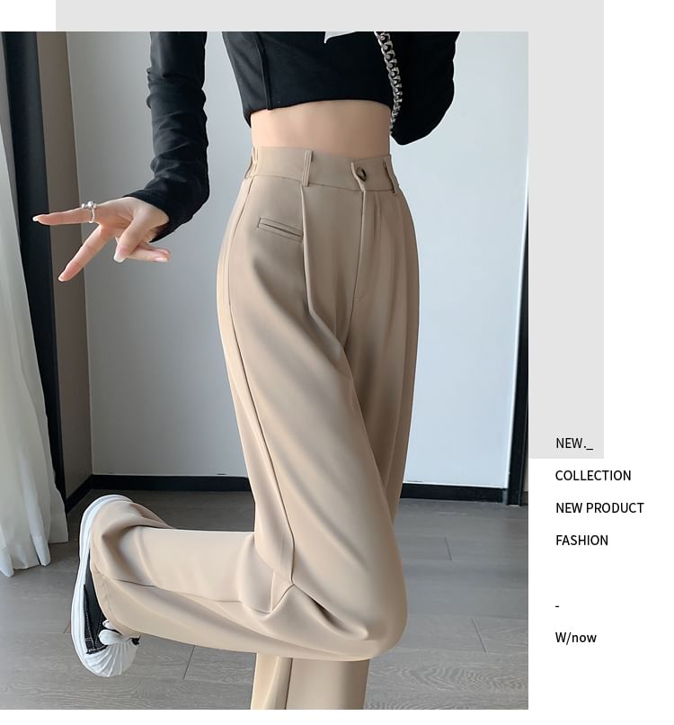 Strawolf - Hoge taille effen wijde broek