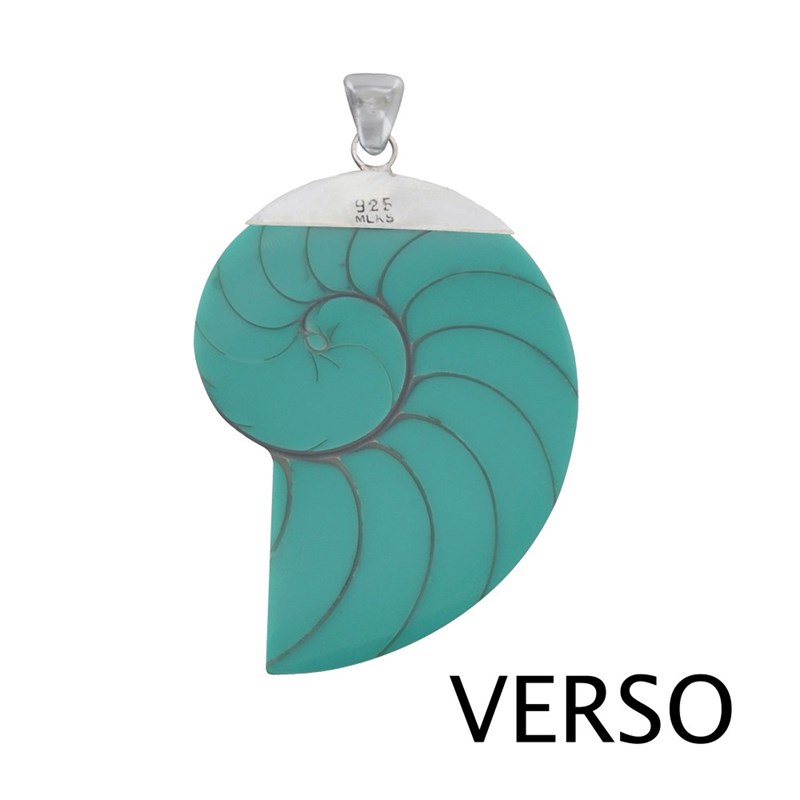 Pendentif Argent Nautile Coquillage et Résine
