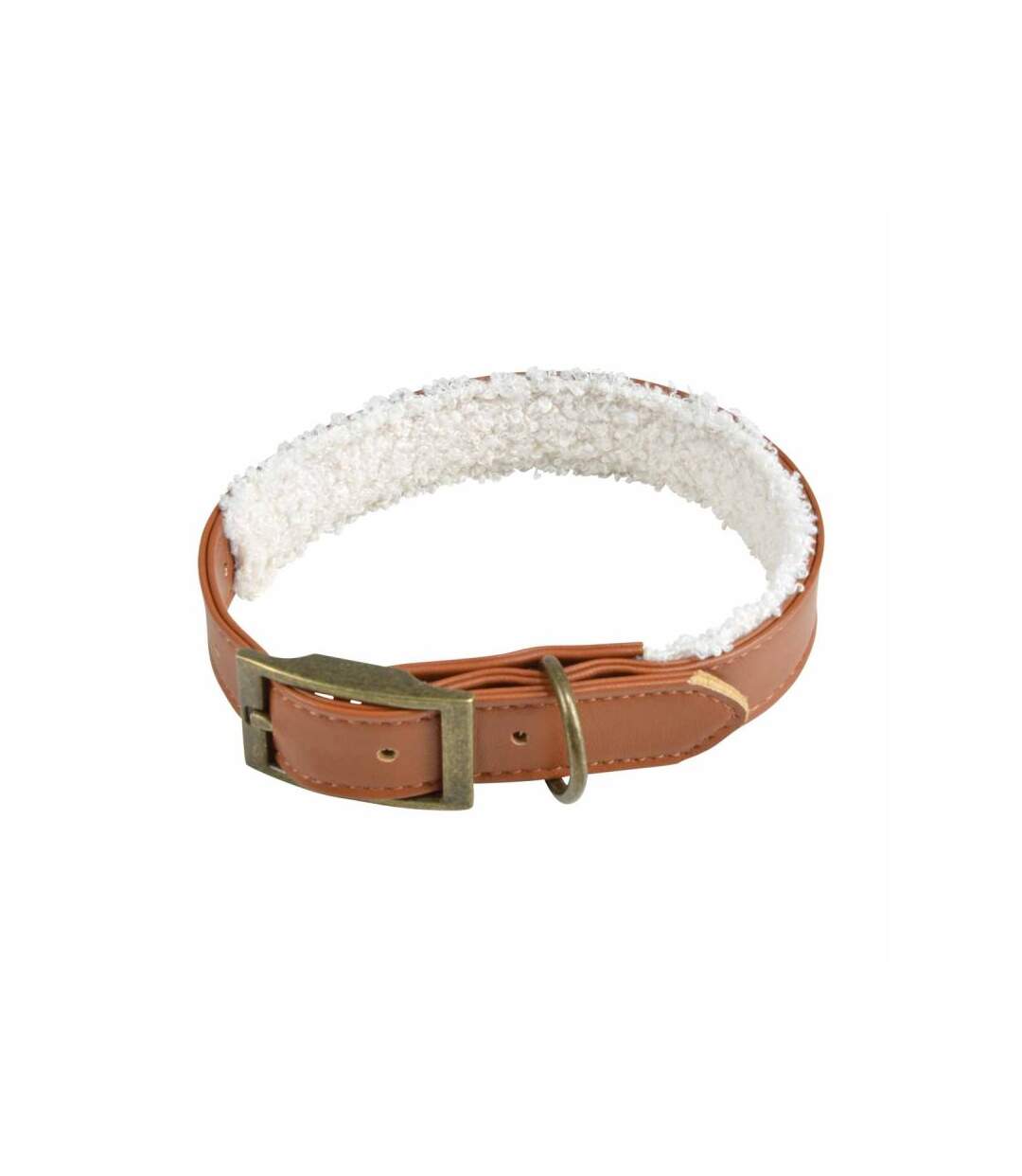 Paris Prix - Collier Pour Chien wooly 50cm Cognac & écru