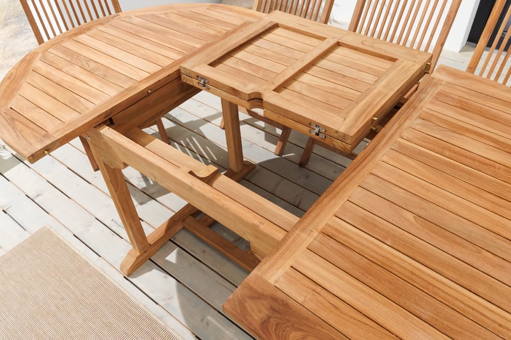 riess-ambiente.de Ausziehbarer Gartentisch Empire Teak 120-180cm Natur Teakholz oval