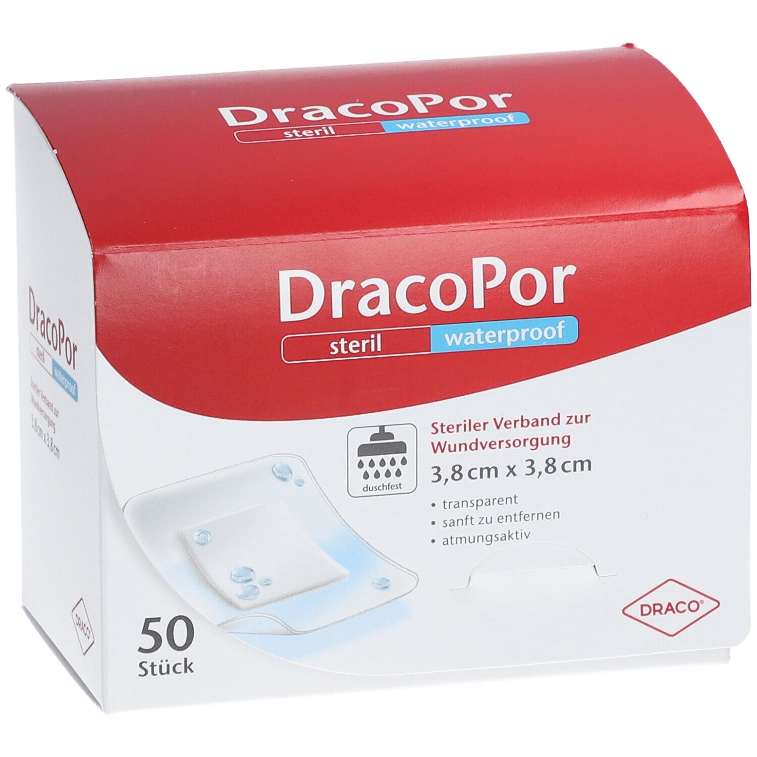 DracoPor Waterproof Wundverband 3,8 cm x 3,8 cm