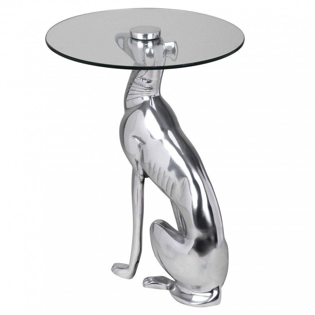 FineBuy Design Skulptur Deko Beistelltisch Figur aus Aluminium Farbe Silber
