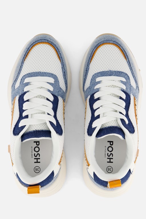 POSH by Poelman Denim Sneakers blauw Textiel