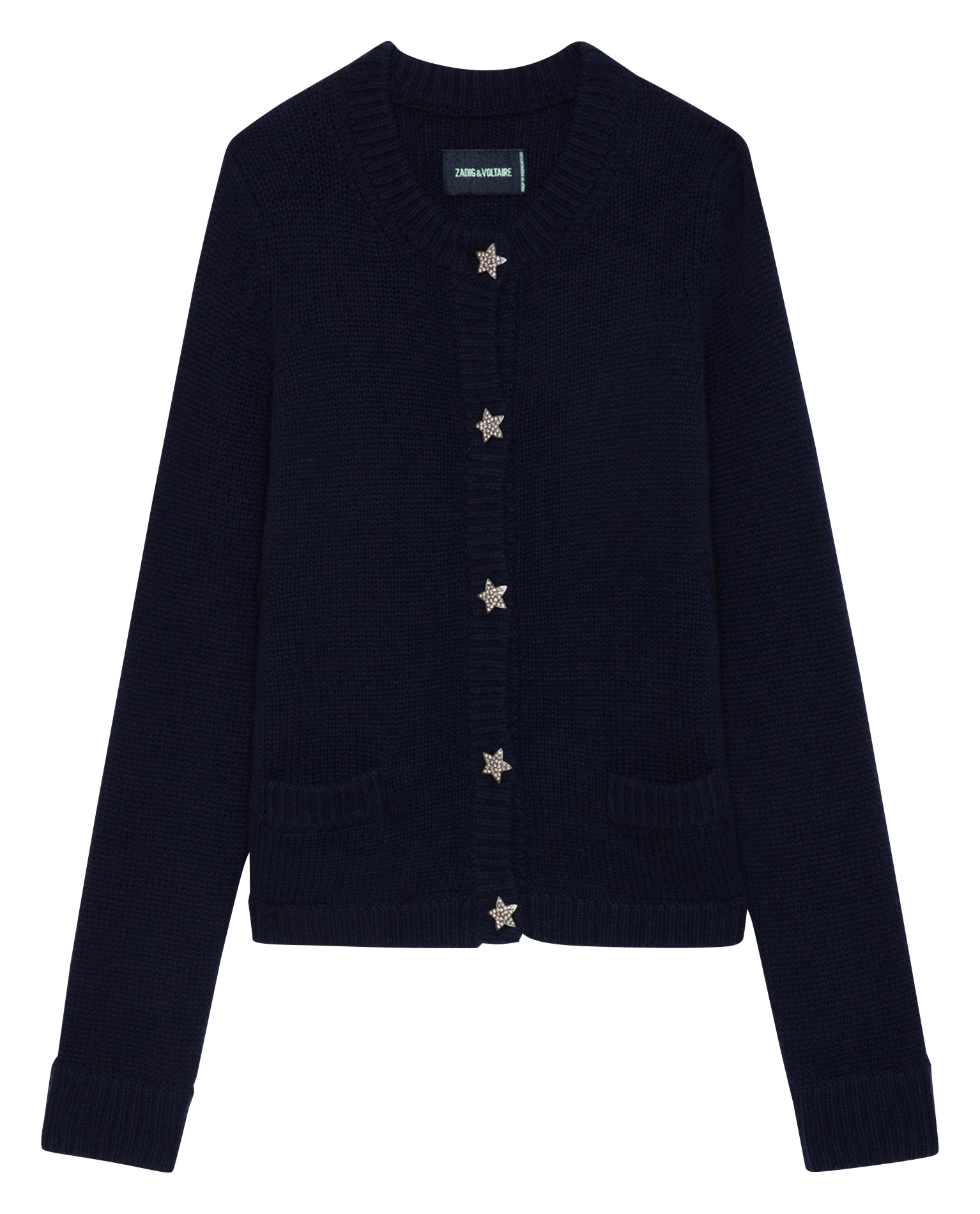 MARCY - Gilet col rond en cachemire | Bleu