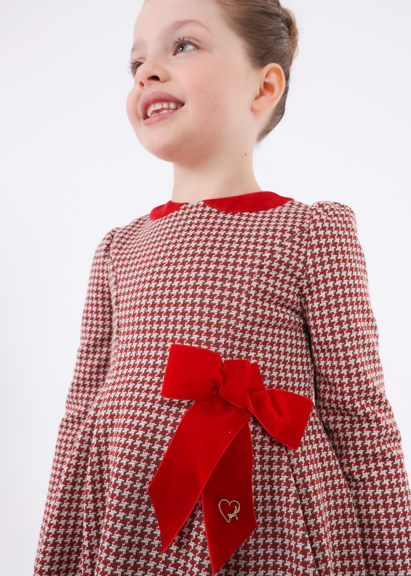 Vestido xadrez jacquard para meninas