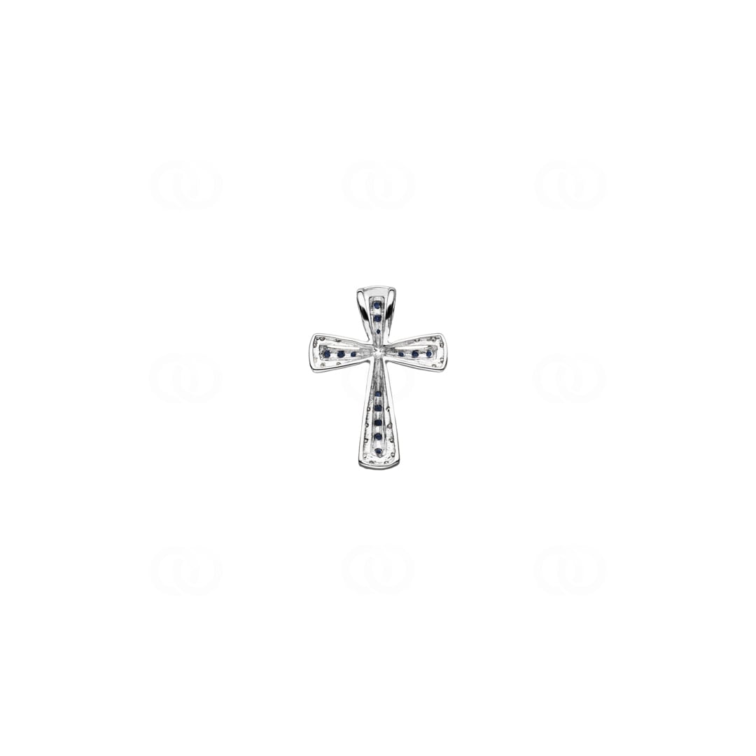 Kreuzanhänger 750/18 K Weissgold mit Saphiren & Diamanten 0.08 ct H/si