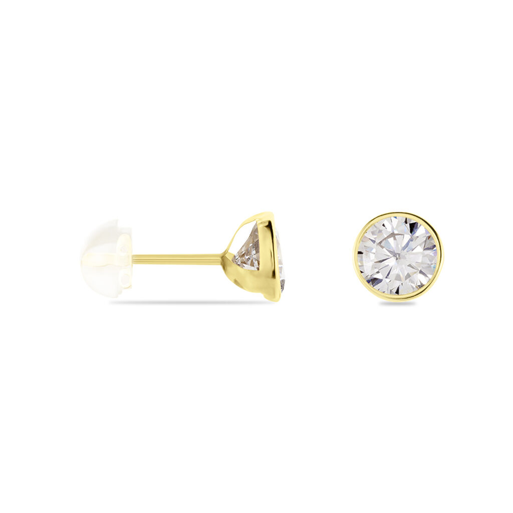 Boucles D'oreilles Puces Franze Or Jaune Oxyde De Zirconium