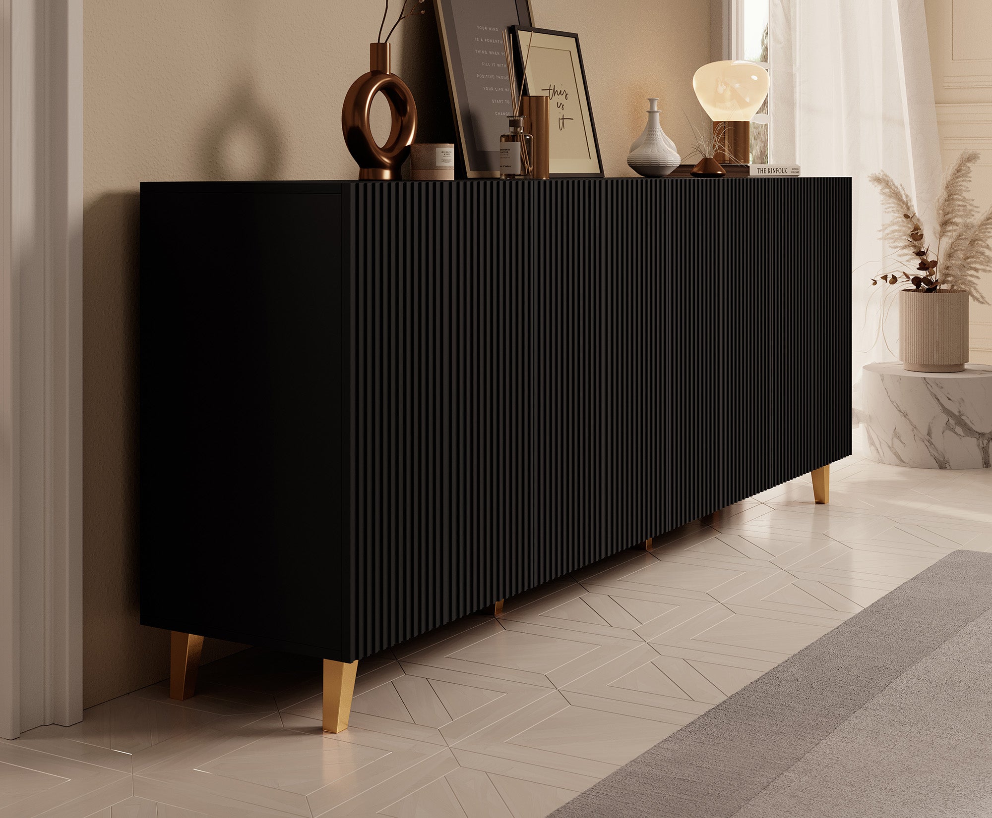 Palamos - Dressoir - Zwart - 200x40x82 cm