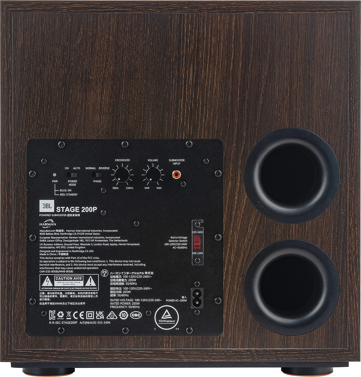 JBL 200P Bois noir Caissons de basses