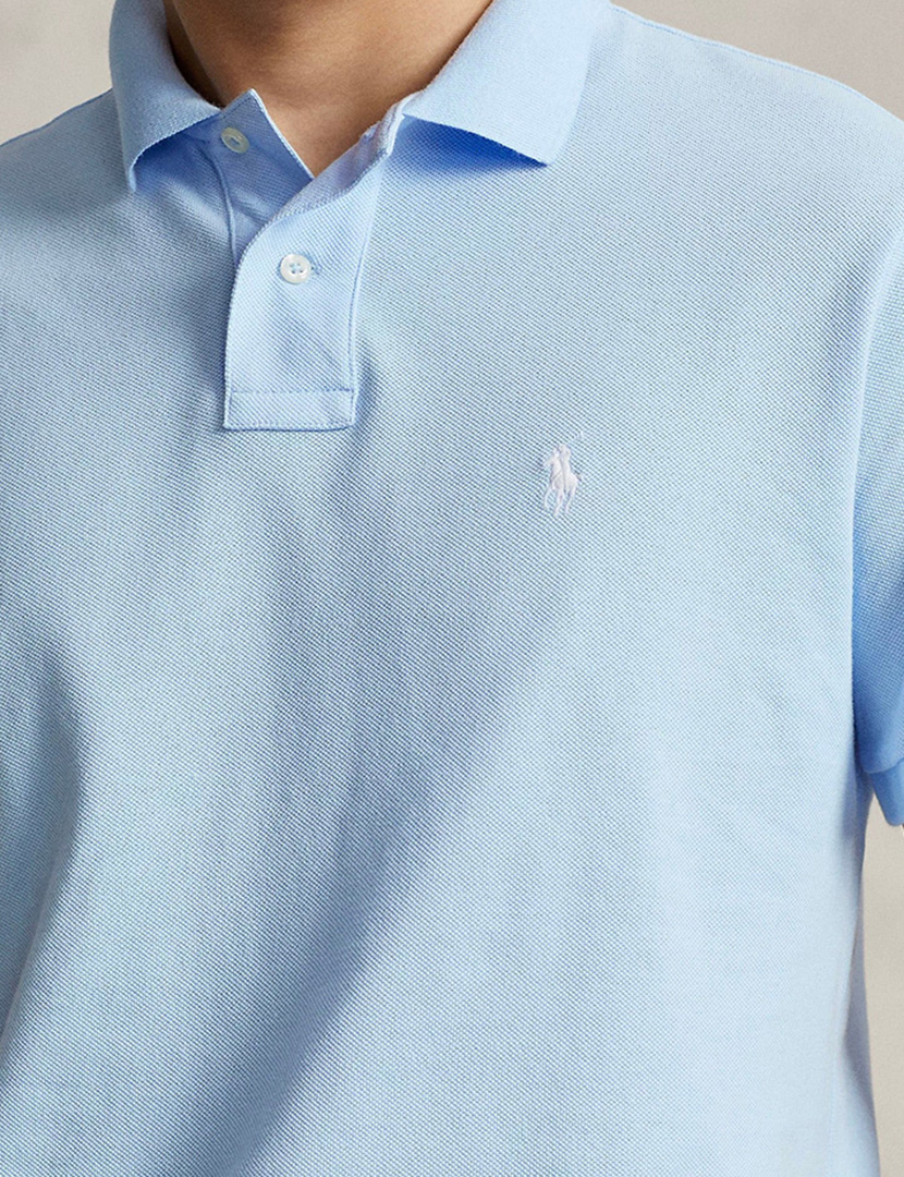Light Blue Slim Fit Polo with White Logo