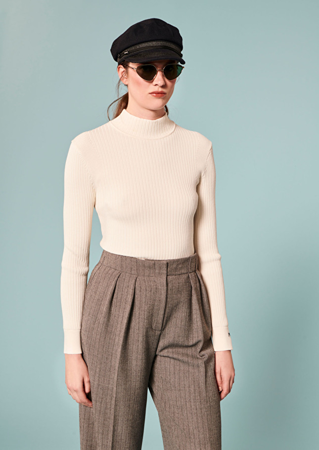 Pantalon Parigigris en laine chevrons