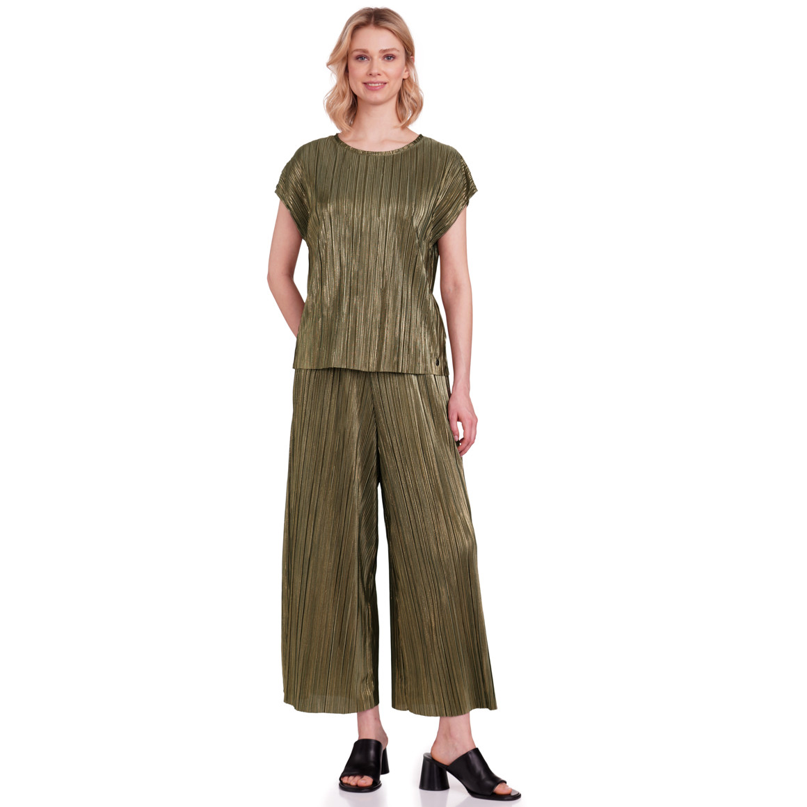 Gina Collection Damen Culotte in Plissee-Optik dunkelgrün