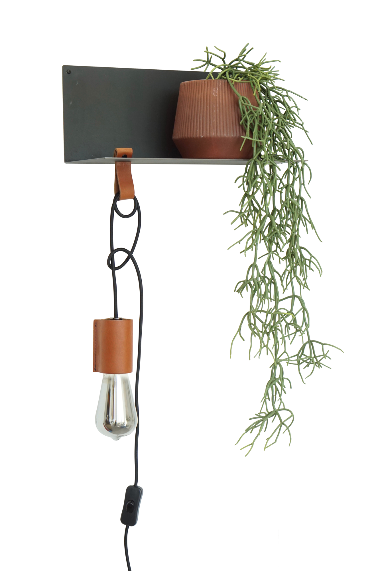 Stalen wandlamp-plankje - Vintage Grey