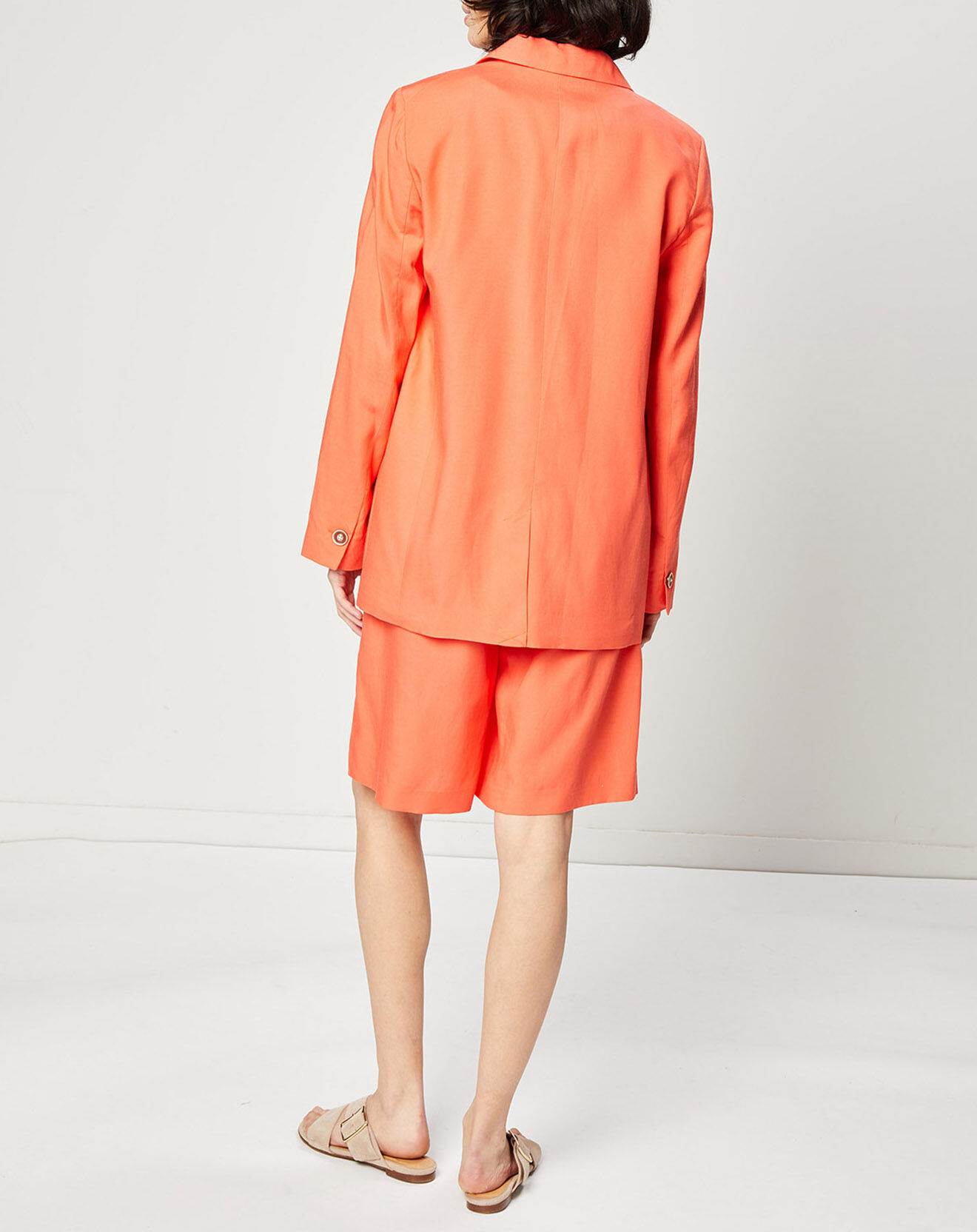 Esprit Veste blazer oversize en Lin mélangé orange