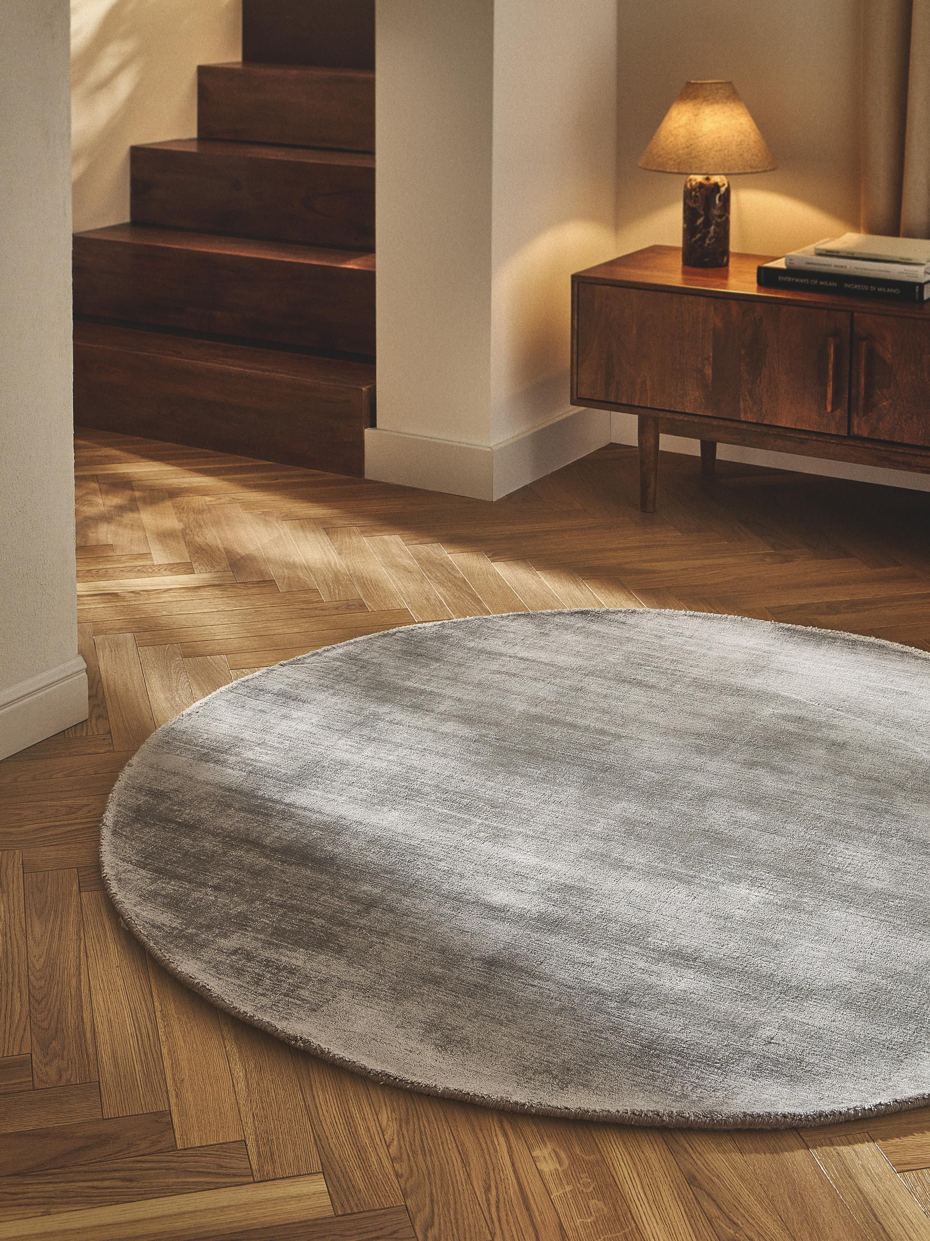 Rond viscose vloerkleed Jane, handgeweven