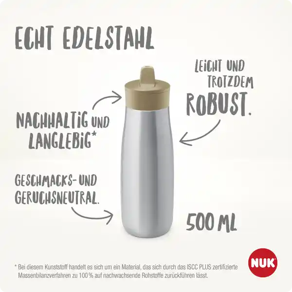 Mini-Me Flip Trinkflasche Edelstahl blau 500ml, ab 12 Monate