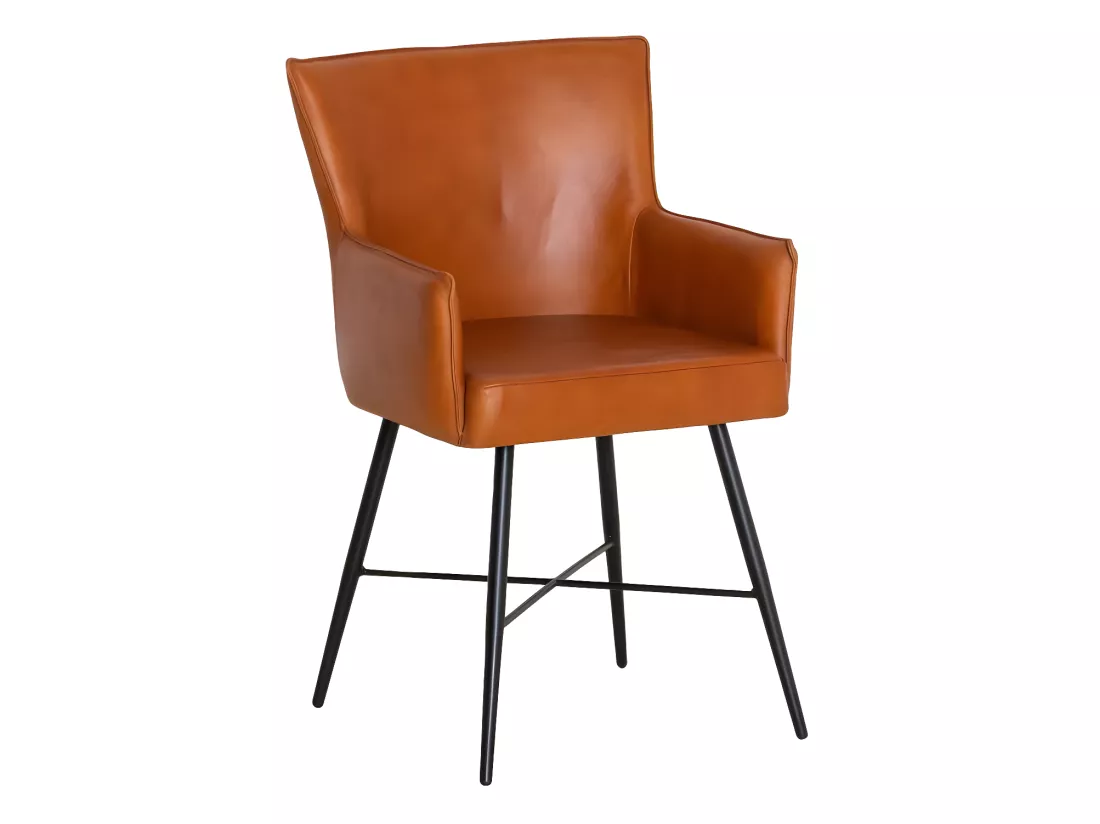 Fauteuil en cuir marron Hipolyte