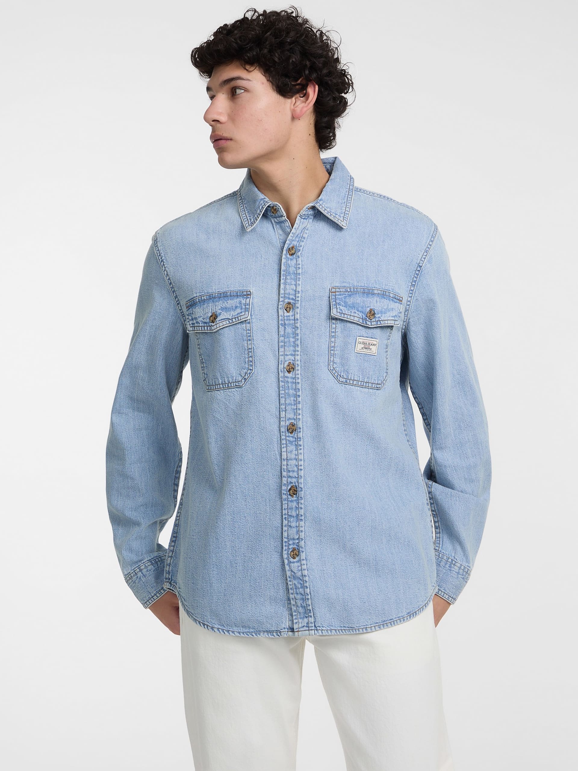 Camisa jeans de manga comprida
