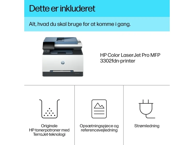 HP Color LaserJet Pro MFP 3302fdn - Multifunktionsprinter - farve - laser - Legal (216 x 356 mm) (original) - A4/Legal (medie) - op til 25 spm (kopiering) - op til 25 spm (udskriver) - 250 ark - 33.6 Kbps - Gigabit LAN, USB 2.0, USB 2.0 vært