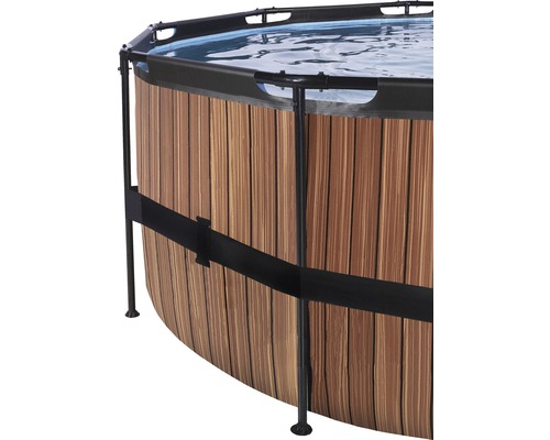 EXIT WoodPool ronde opzetzwembadset Ø 450x122 cm incl. zandfiltersysteem & ladder, houtlook