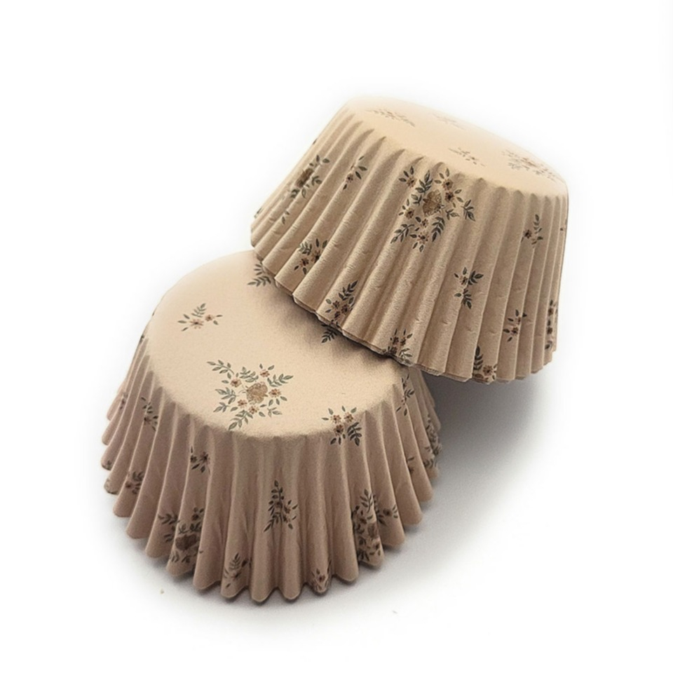 (50er Set) Einweg Papier Cupcake Förmchen Muffin Form Backform - Moths in Flowers