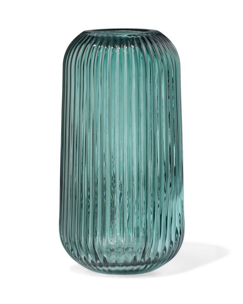 vase S verre nervuré vert foncé