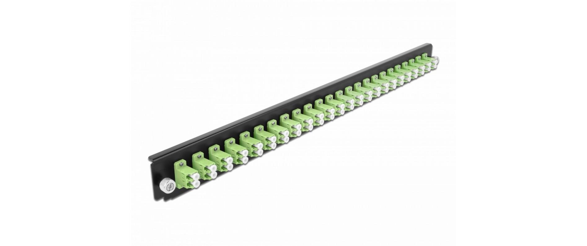 Verteilerplatte Frontblende 24 Port LC Duplex OM5 MMDelock 19″ Spleissbox Frontblende 24 Port LC Duplex OM5 Multimode lindgrün