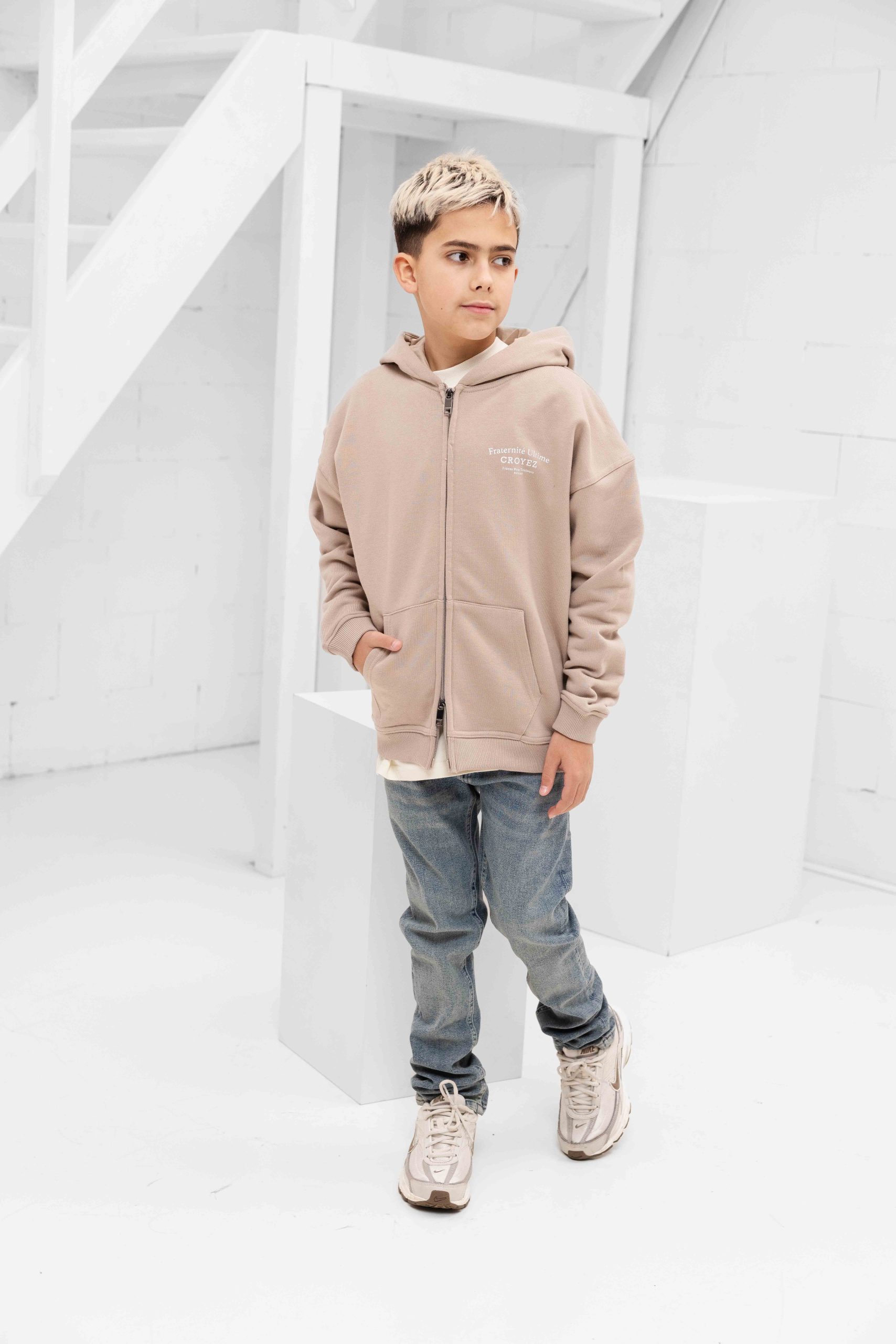 Croyez Fraternité Zip Hoodie Kids Beige