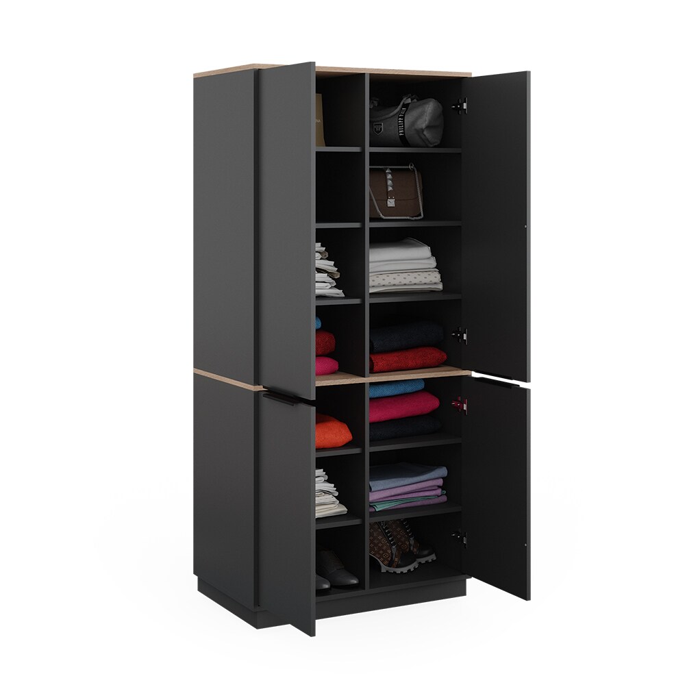 Vicco Schrank Betti 82 x 179 cm, Anthrazit Sonoma, 4-türig, Schlafzimmer