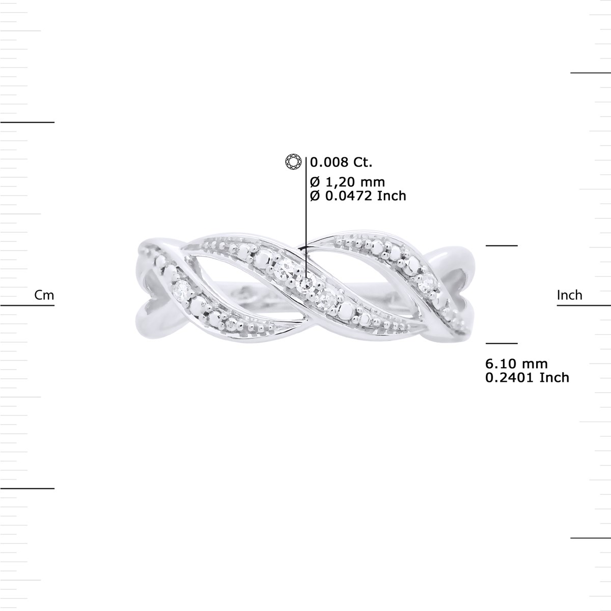 Bague Diamants 0,040 Cts Or Blanc