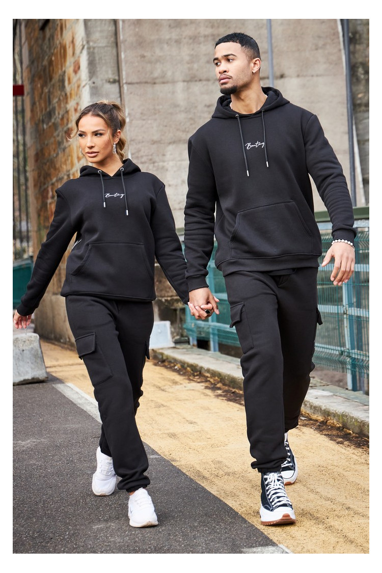 Sweat à capuche noir inscription Brentiny