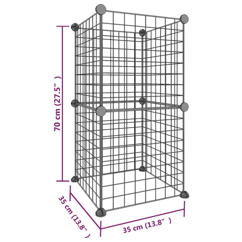 Cage animaux de compagnie à 8 panneaux noir 35x35 cm acier