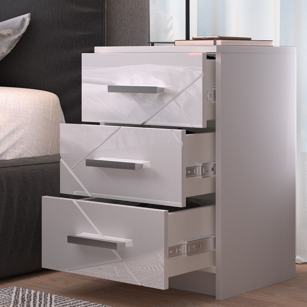 Vicco Nachtkommode Nachttisch Nachtschrank Irma Weiß Einzel Schublade Ablage