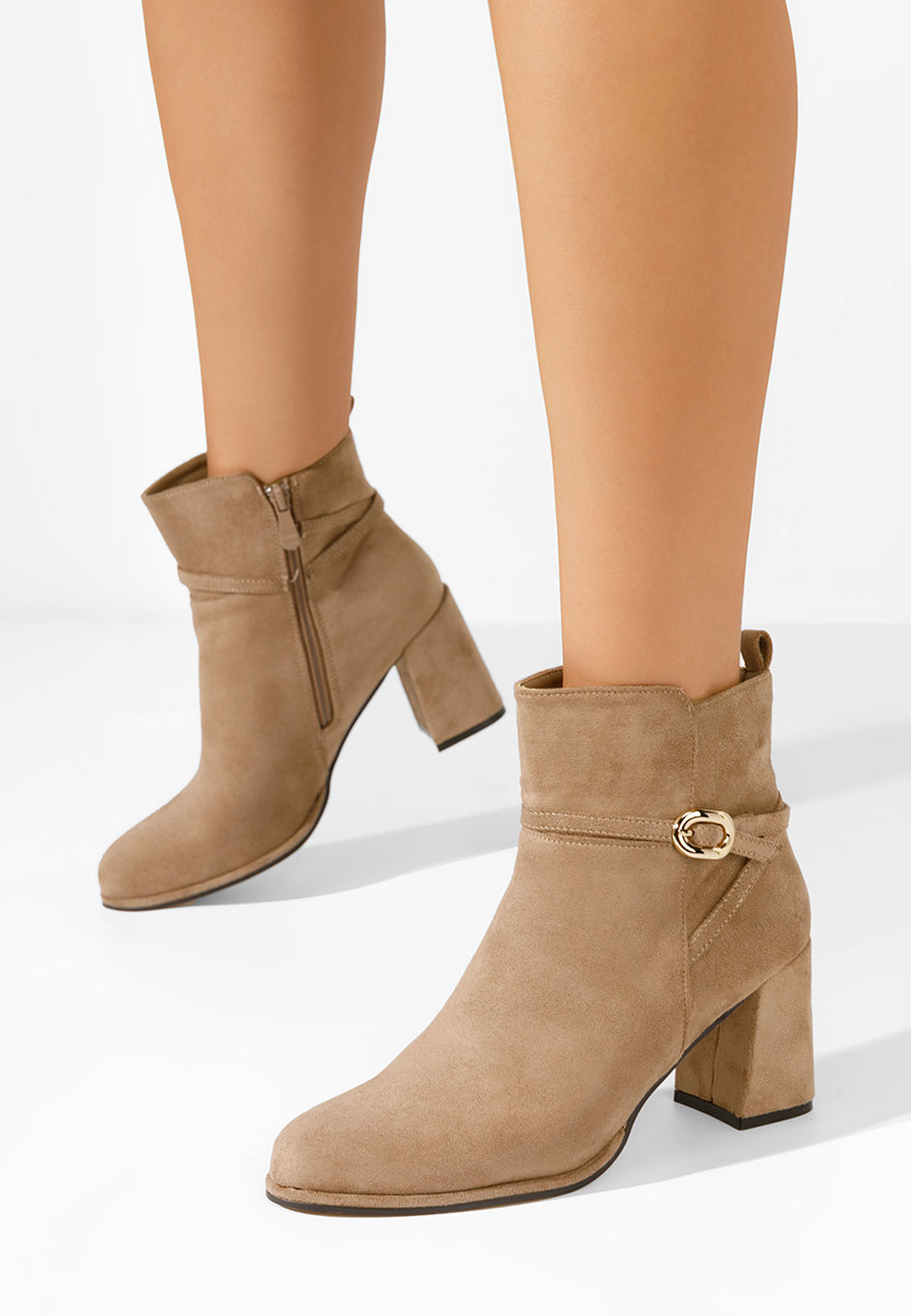 Bottines à gros talon kaki Cherri