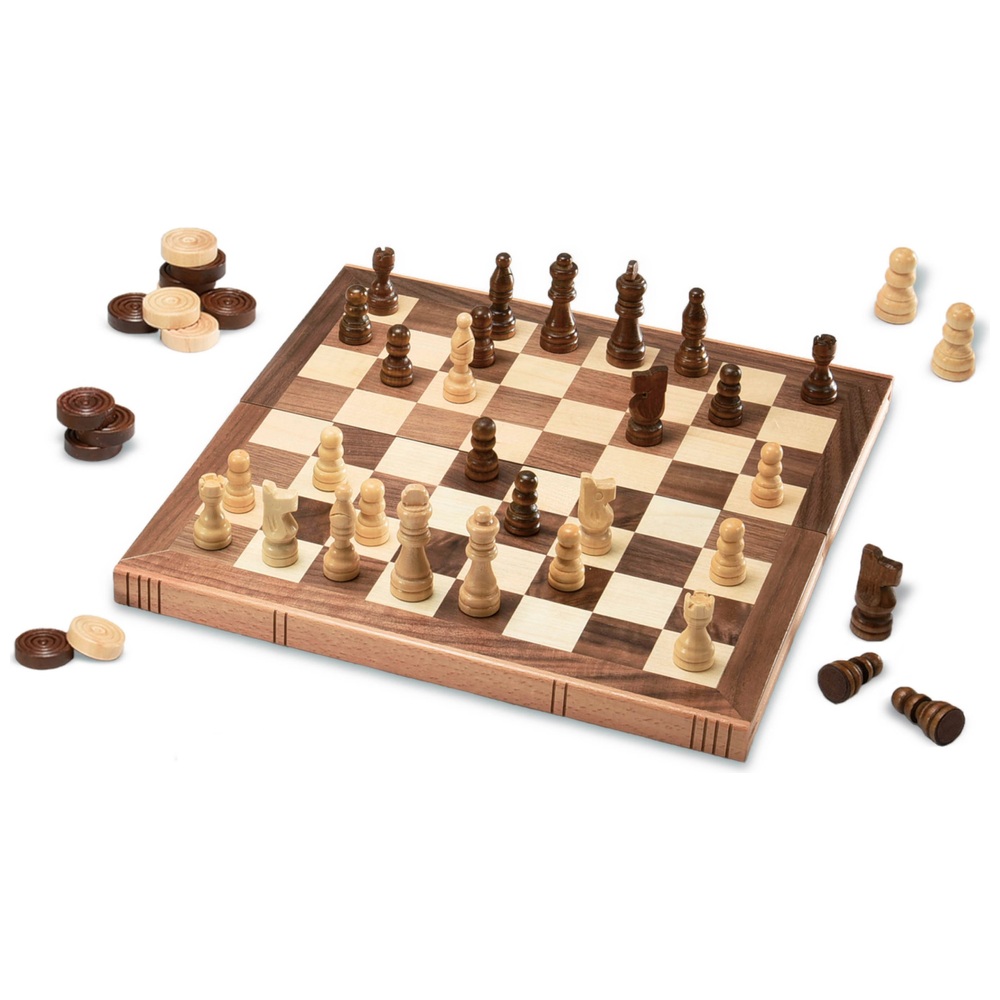 Schach- und Damespielset aus Holz