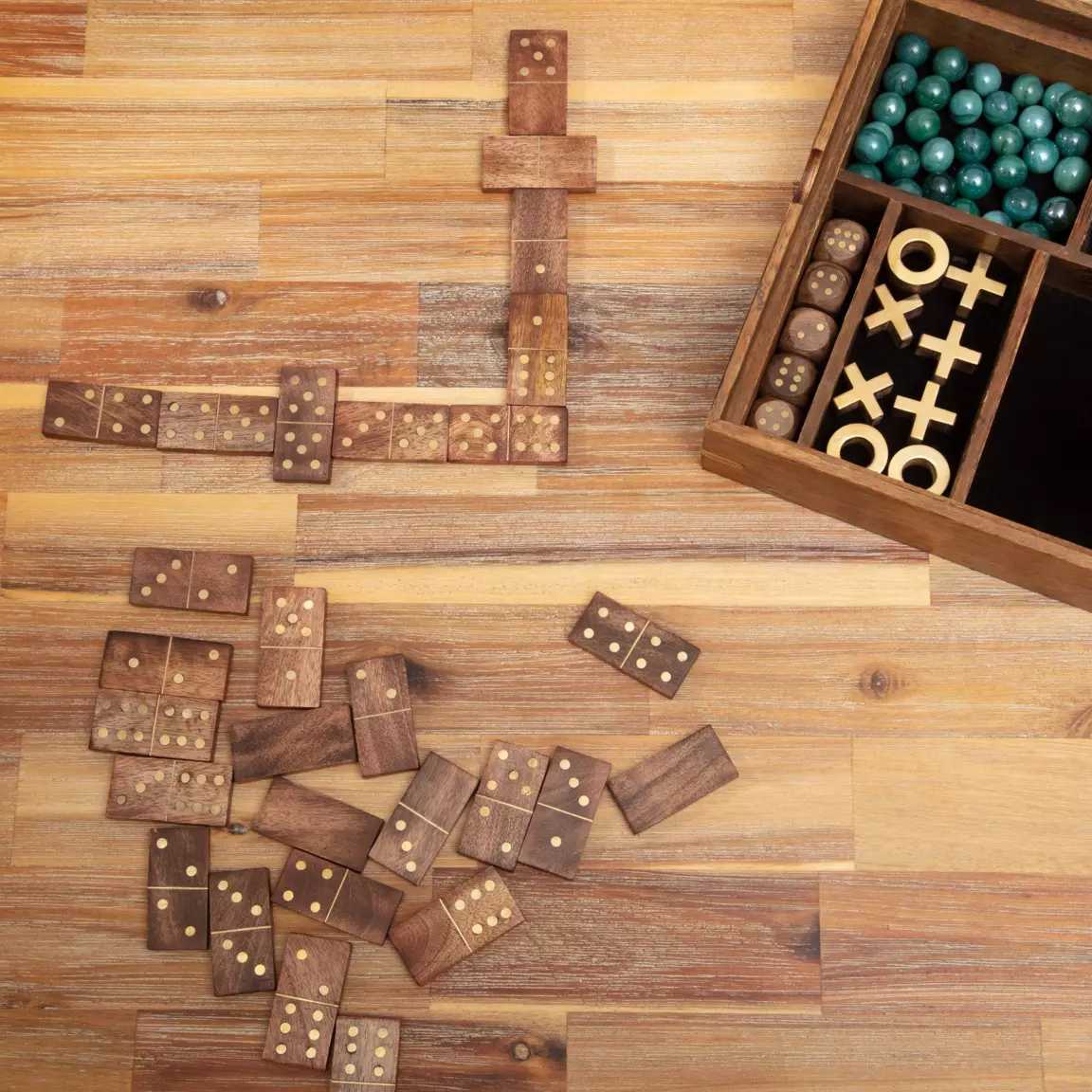 Coffret jeu solitaire en manguier Naturel
