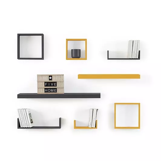 Lot de 3 étagères bois (H24-27-30 cm) Cube Blanc