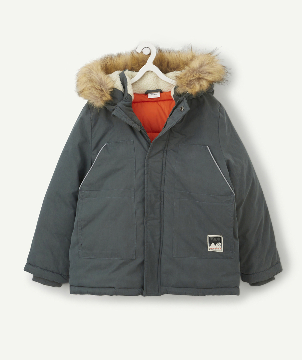 PARKA KAKI À CAPUCHE GARÇON EN REMBOURRAGE RECYCLÉ