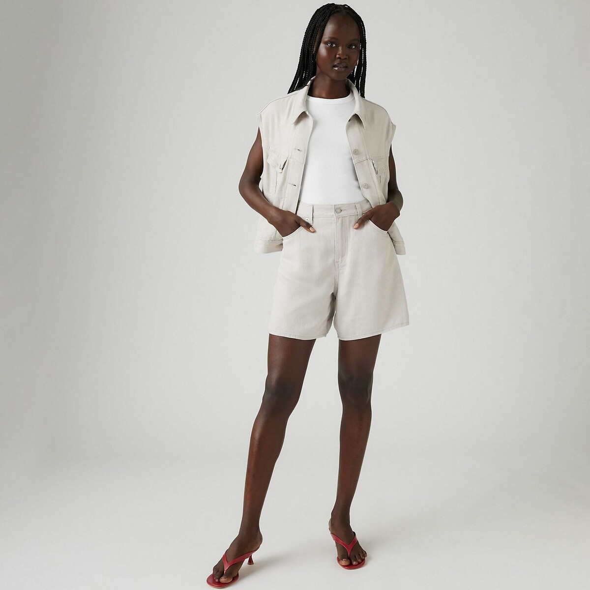 LEVI'S<br>Shorts folgados de cintura alta em mistura de linho