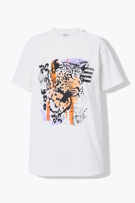 T-Shirt, Boxy Fit, Leo-Druck, Halbarm