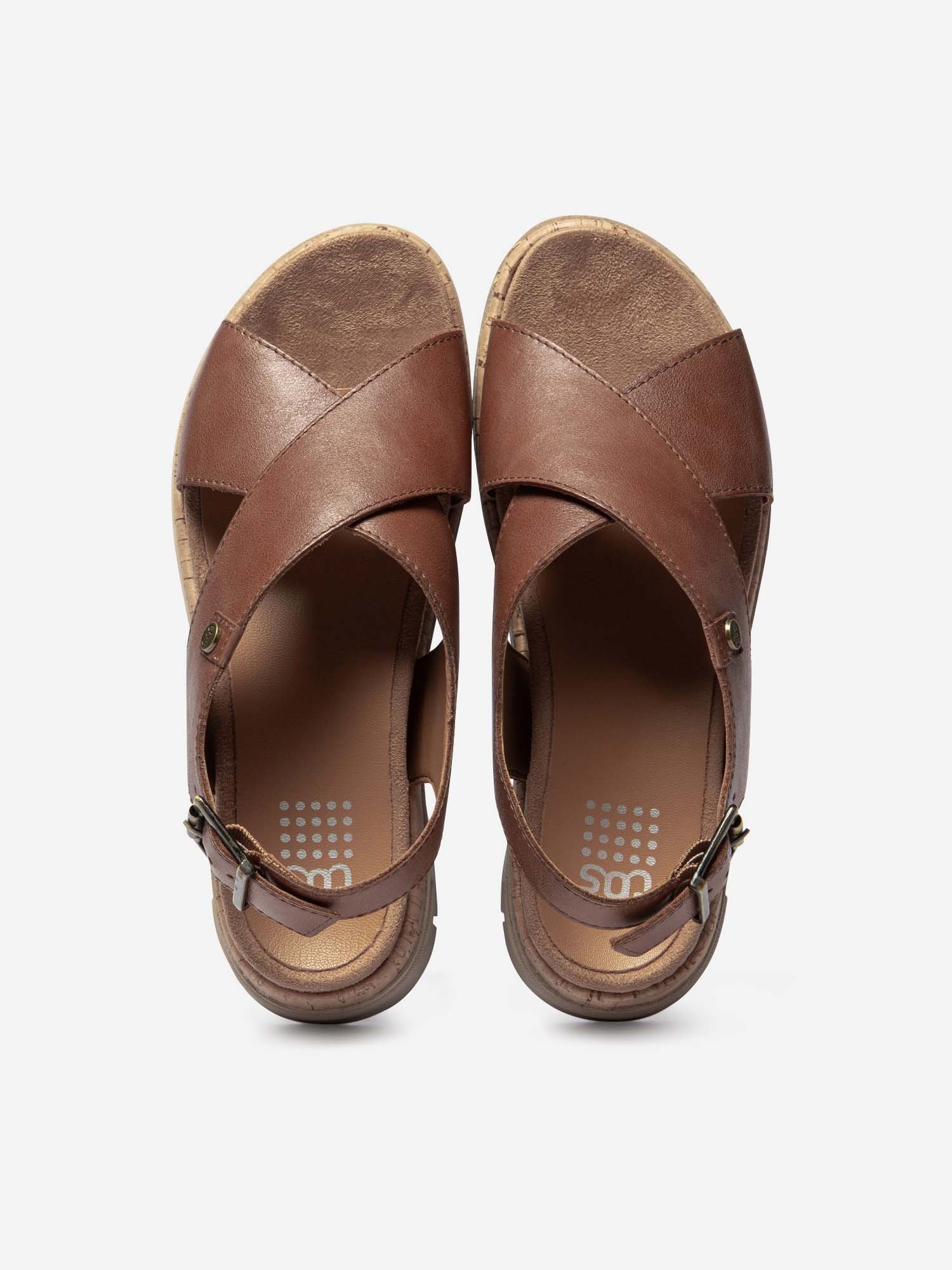Sandales Femme Semelle Mi-Haute Cuir Marron