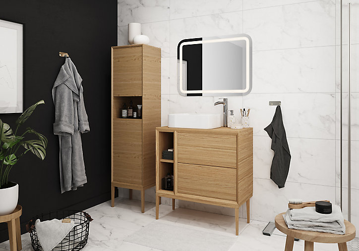 Miroir de salle de bains lumineux LED 80 x 60 cm, Cooke & Lewis Charlestown