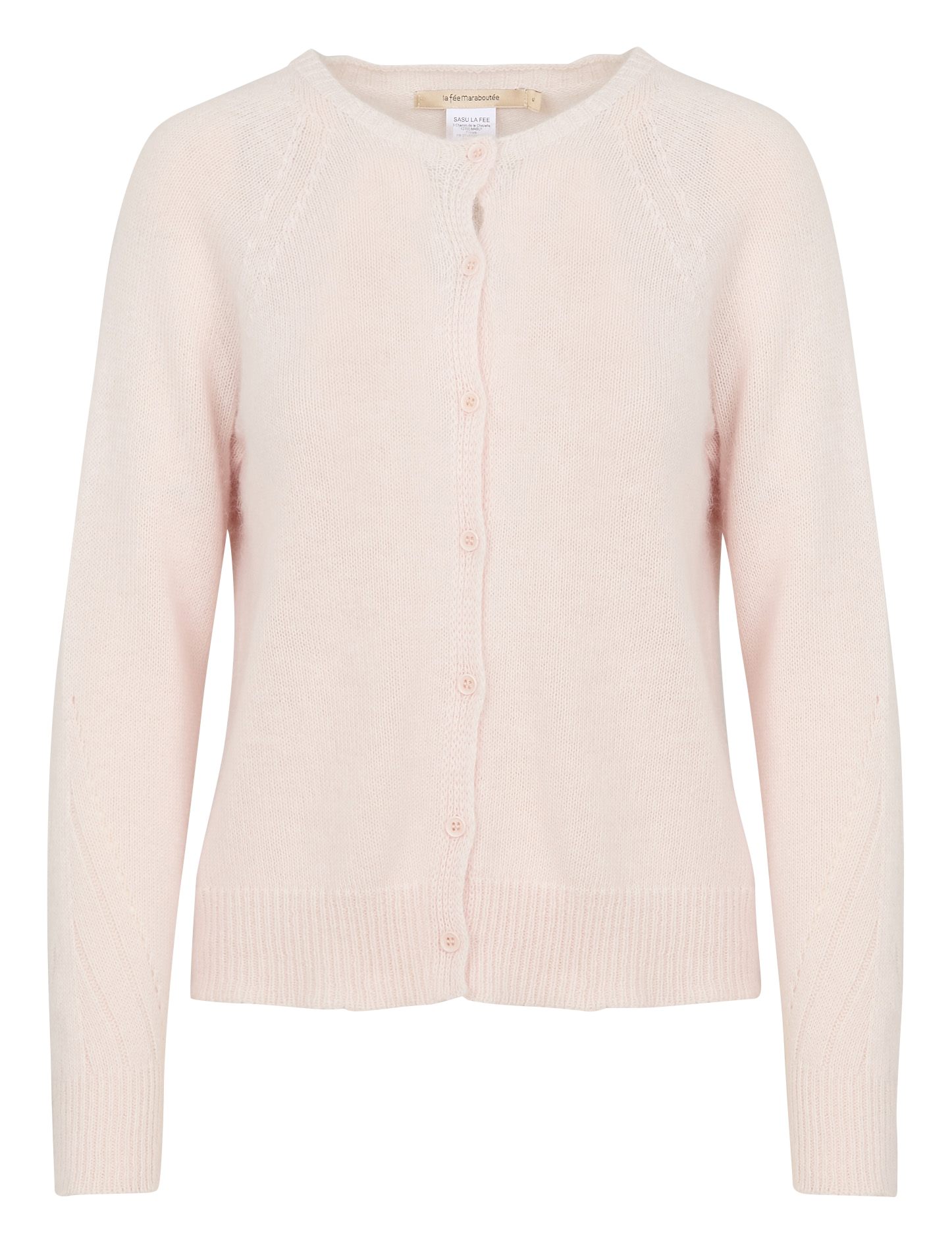 Gilet col rond en angora mélangé | Blanc