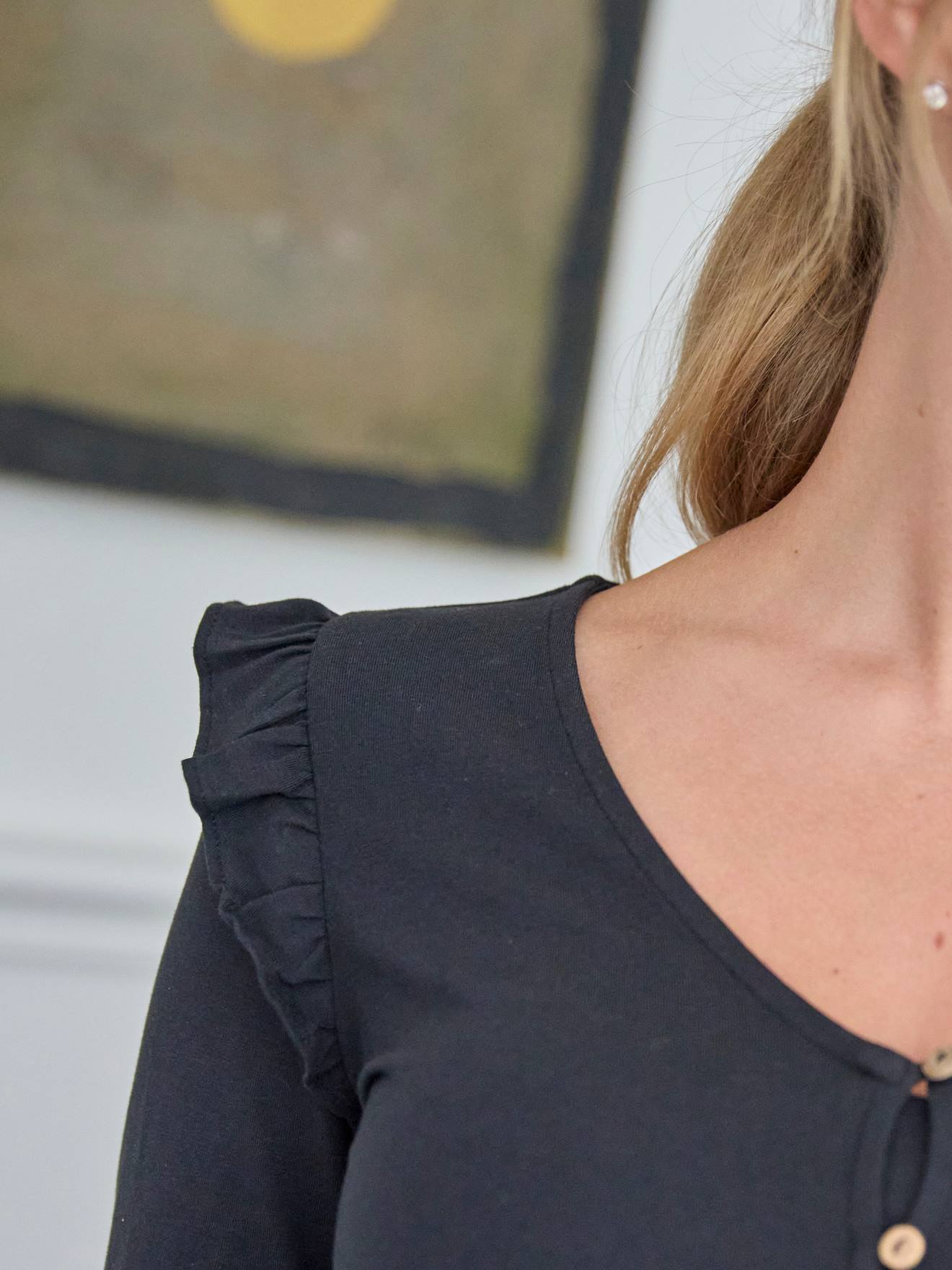 Blusa estilo camiseta para gestantes e lactantes em argila