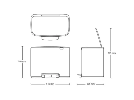 Brabantia Bo - Skraldespand - fliplåg - 34 L - fodpedal - mat sort
