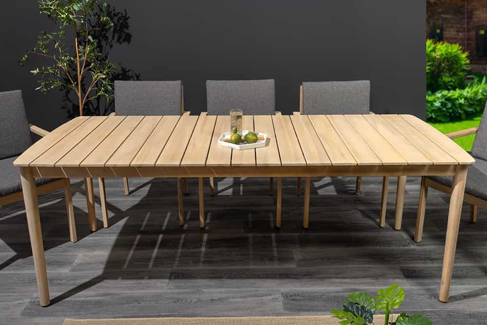 Wetterfester Gartentisch KOPENHAGEN 220cm natur Akazie Massivholz In- und Outdoor